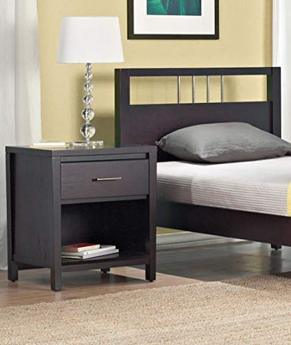 Solid Wood Nightstand, Nevis - Espresso, 1-Drawer