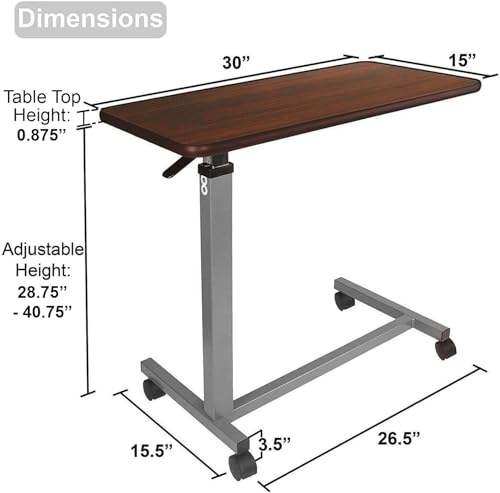 Medical Adjustable Overbed Bedside Table with Wheels (Hospital and Home Use), view 4