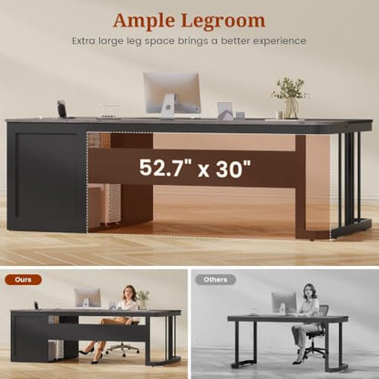 70.9" Executive Desk with Power Outlet, view 7