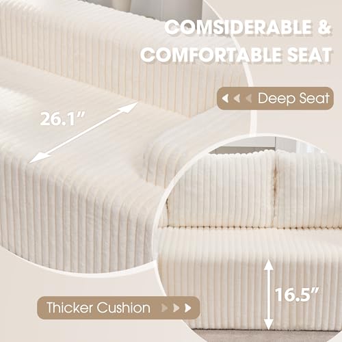 Boneless Couch L-Shape Cloud Couch Sofa for Living Room Furniture | 98" Left Facing Chaise White,Memory Foam,Removable Cover,No Assemble,Chaise Lounge Indoor,Furniture for Apartment