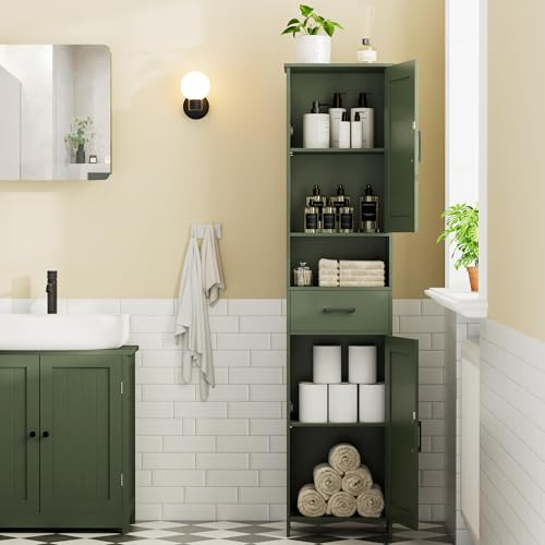 67" H Tall Bathroom Storage Cabinet with Barn Doors and Drawer, view 4