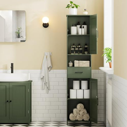 67" H Tall Bathroom Storage Cabinet with Barn Doors and Drawer, view 4