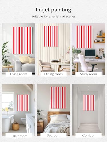 NuYeBiofx Modern Red Pink Stripe Canvas Wall Art Prints,40"x28" Framed Picture Artwork Abstract Minimalist Line Printed Canvas Oil Painting for Living Room Bedroom Office,Ready to Hang