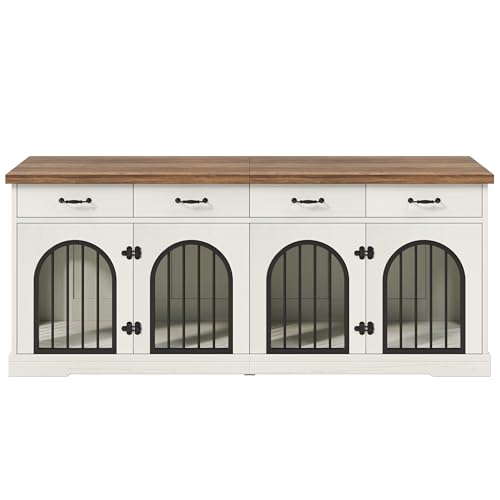 70.8" Large Dog Crate Furniture & TV Stand for 2 Dogs –Double Kennel with 4, view 8