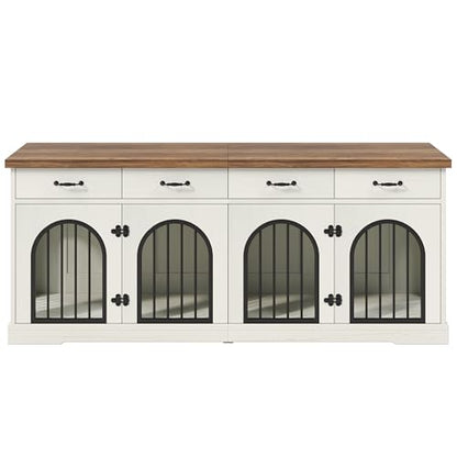 70.8" Large Dog Crate Furniture & TV Stand for 2 Dogs –Double Kennel with 4, view 8