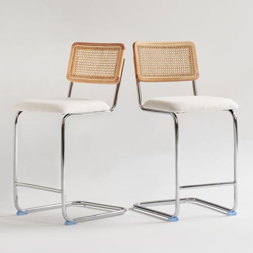 Natural Rattan Counter Height Stools Set of 2 with Solid Wood Back, view 5
