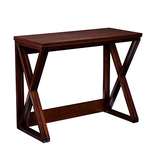 Derby Expandable Counter-Height Table 48 inches Long with Counter Dining, Living Room With Open Concept Living Space Transitional Style, Brown