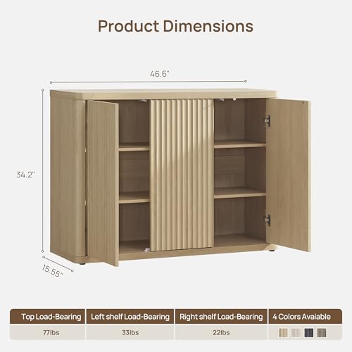 Buffet Cabinet with Storage Accent Sideboard with 3 Doors Modern 46.6" Wide, view 4