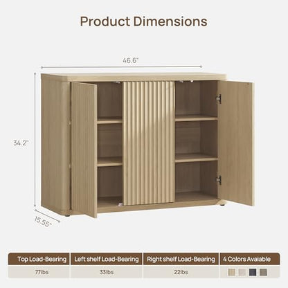 Buffet Cabinet with Storage Accent Sideboard with 3 Doors Modern 46.6" Wide, view 4