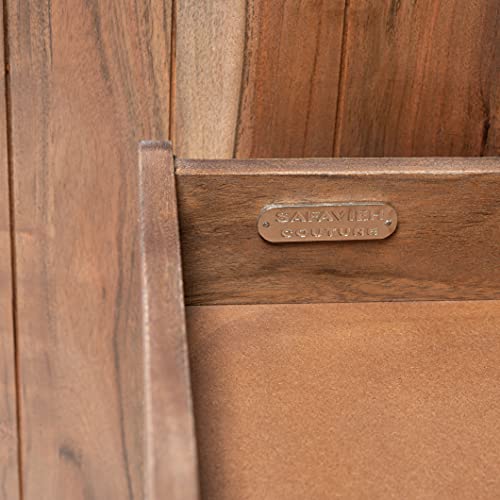 Couture Home Collection Milana Walnut Brown/White Marble Top Storage Bar Cabinet