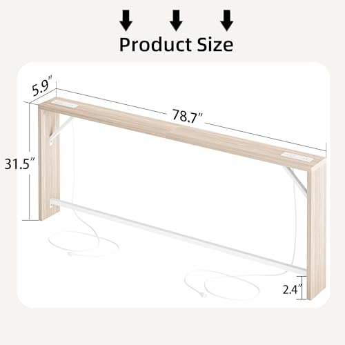 Sofa Table, 79 inch (1.2'' Thick Tabletop) Long Console Table Behind Couch, Narrow Entryway Table with Angled Metal Frame, Industrial Console Table for Entryway, Light Walnut