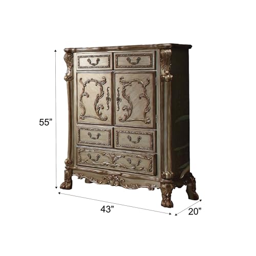 Dresden 5-Drawer Wooden Chest in Gold Patina and Brown