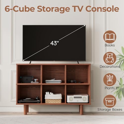 Solid Wood 6 Cube Storage Organizer, Horizontal Bookshelf with Storage, view 5