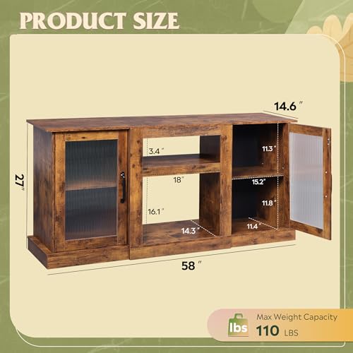 58" Farmhouse TV Stand for 65 Inch TV, view 3