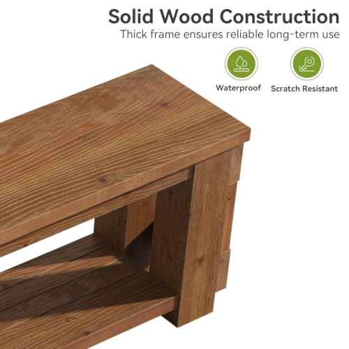 70.87" Solid Wood TV Stand with Open Storage Shelf, 17.7" High, view 8