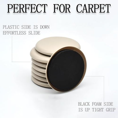 Furniture Sliders, 12 Pcs 3 1/2'' Furniture Sliders Pads for Hardwood Floors, Chair Legs Floors Protectors, Reusable Round Glides Glider, Heavy Duty Furniture Movers Sliders (12, 3.5inch，Milk White)