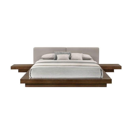 Acacia Wood Queen Bed Frame with Walnut Finish