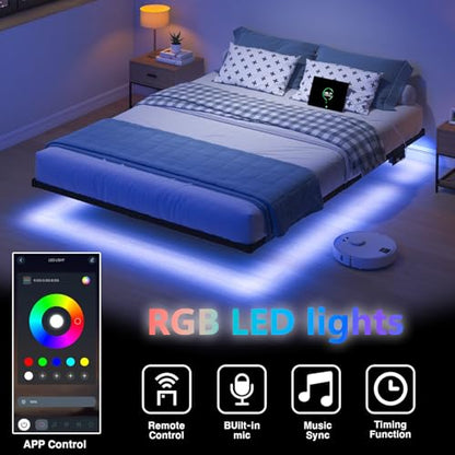 Floating Bed Frame with Charging Station, view 4
