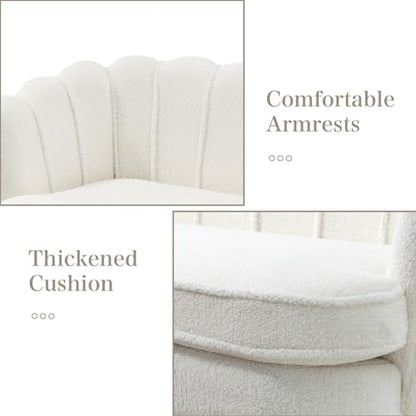 Upholstered Small Loveseat for Small Space with Golden Legs,Ivory