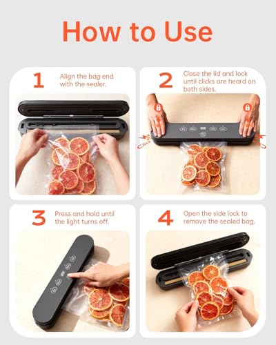 Vacuum Sealer for Food, 4-in-1 Food Sealer Machine Digital Timer, view 4