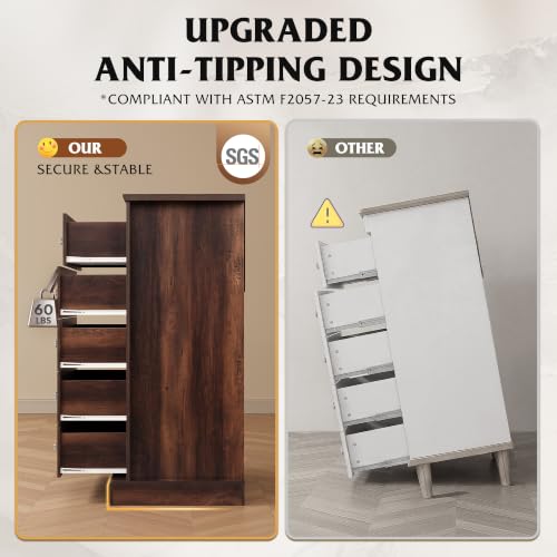 5 Drawer Dresser, 45" Tall Dresser for Bedroom with Exclusive Anti-Tip Structure, view 5