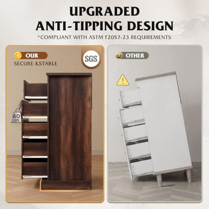 5 Drawer Dresser, 45" Tall Dresser for Bedroom with Exclusive Anti-Tip Structure, view 5