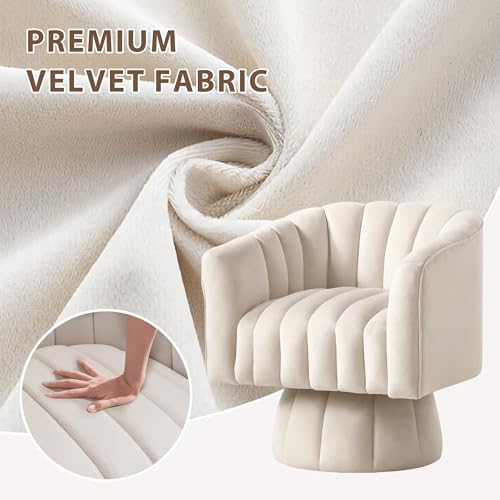 YSICK Swivel Accent Chair,360°Swivel Barrel Chairs, Mid-Century Chair with Wide Upholstered, Modern Velvet Fabric, Round Armchair for Living Room, Lounge, Bedroom