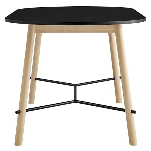 Infuse 71Inch Dining Table Oak Grain Accent Solid Wood Black Finish Modern Kitchen Room Entertaining Home Furniture Quality Stylish Elegant Durable Refined Versatile