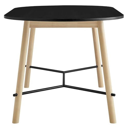 Infuse 71Inch Dining Table Oak Grain Accent Solid Wood Black Finish Modern Kitchen Room Entertaining Home Furniture Quality Stylish Elegant Durable Refined Versatile