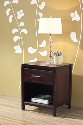 Solid Wood Nightstand, Nevis - Espresso, 1-Drawer