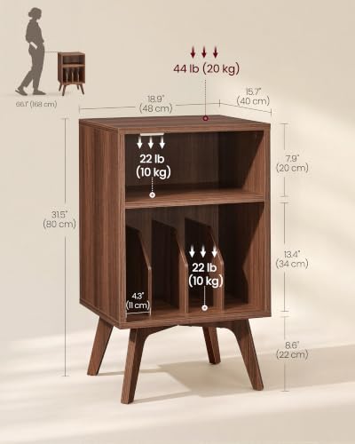 End Table, Mid-Century Record Player Stand, Holds 160 Albums, view 3