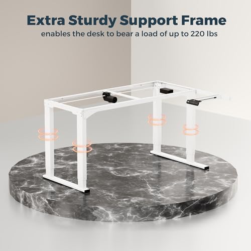 4 Legs L-Shaped Standing Desk, Large 71x43 Inches Electric Adjustable Height Desks with Splice Board, Stand Up Desk Home Office Computer Workstation, White