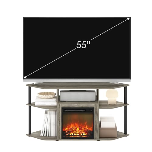 Jensen Fireplace TV Stand for TV up to 55 Inch, Grey Oak, view 4