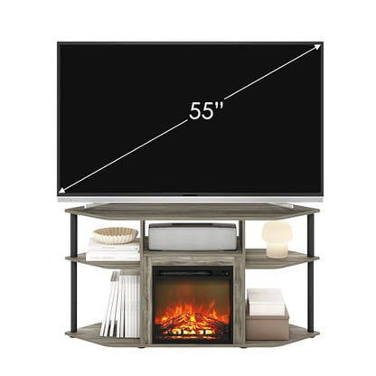 Jensen Fireplace TV Stand for TV up to 55 Inch, Grey Oak, view 4