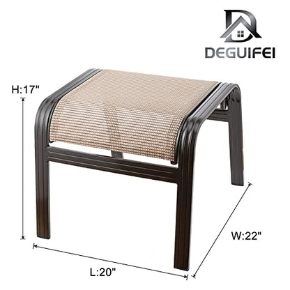 Outdoor Patio Footstools Aluminum Outdoor Ottomans Footrest Small Seating Wicker Furniture Patio Ottoman 2 Pieces Brown