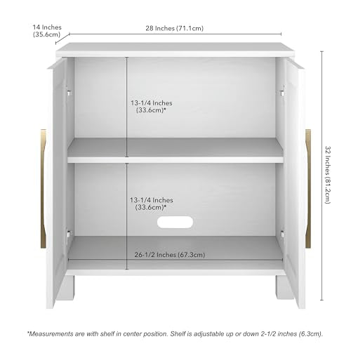 28" Wooden Accent Cabinet, Modern Sideboard Buffet Cabinet with 2 Doors and an Adjustable Shelf for Living Room, Dining Room, Bedroom or Entryway, Cloud White