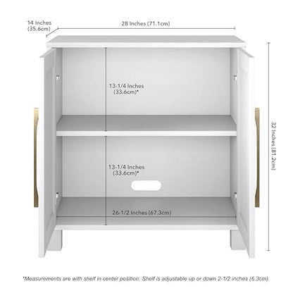 28" Wooden Accent Cabinet, Modern Sideboard Buffet Cabinet with 2 Doors and an Adjustable Shelf for Living Room, Dining Room, Bedroom or Entryway, Cloud White