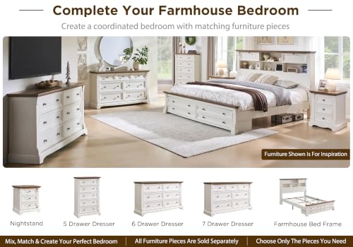 Farmhouse 5 Tall Drawers Dresser for Bedroom, 47" H Wooden Chests, view 7