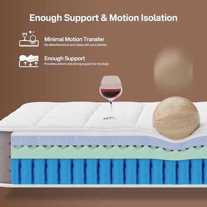 Twin XL Mattress, 8 Inch Hybrid XL Twin Bed Mattress in a Box, Medium Firm, view 6
