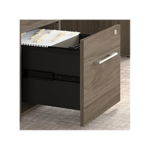 Bush Business Furniture Office 500 U Shaped Executive Desk with Drawers and Hutch, 72W, Modern Hickory