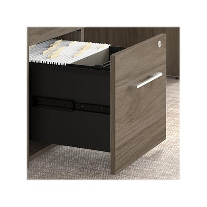 Bush Business Furniture Office 500 U Shaped Executive Desk with Drawers and Hutch, 72W, Modern Hickory