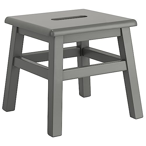 Solid Hardwood Step Stool, 12.25 Inches, Gray | Fully Assembled, For Adults and Kids
