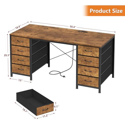 50 Inch Computer Desk with 8 Drawers for Home Office, Bedroom, Living Room, view 4