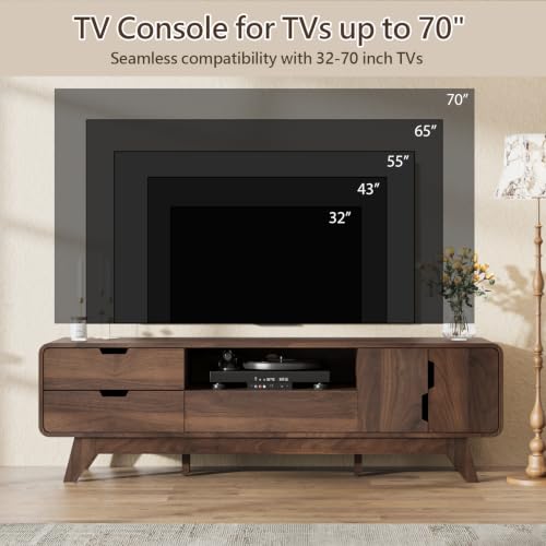 63" TV Stand, Mid Century Modern TV Stands for TVs up to 70 inch, view 4