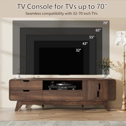 63" TV Stand, Mid Century Modern TV Stands for TVs up to 70 inch, view 4