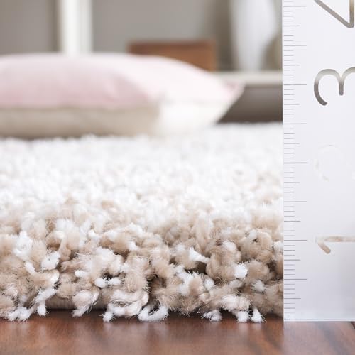SAFAVIEH California Shag Collection Area Rug - 6'7" x 9'6", Beige, Non-Shedding & Easy to Clean, Ultra Plush Thick Pile, Ideal for Living Room, Bedroom, Dining Space (SG151-1313)