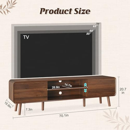 70" Mid Century Modern TV Stand for Tvs up to 80", view 3