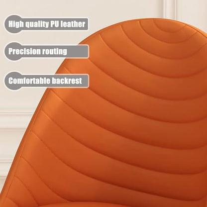 Popular Soft Seat and Back Kitchen Chairs with Sturdy Metal Legs PU Leather Chairs Set of 2(Color:Orange)