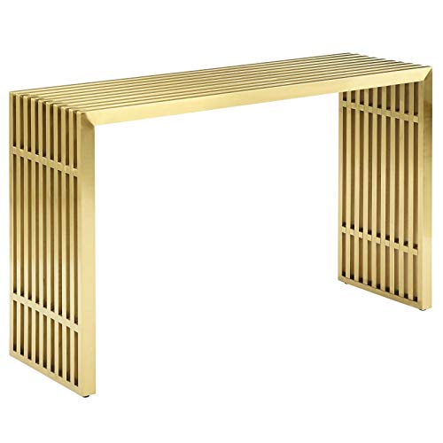 Gold stainless steel modern console table, view 2