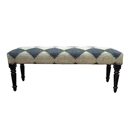LR Home Tan/Black Upholstered Bench for Bedroom End of Bed | Farmhouse Checkered Accent Bench for Living Room, Bedroom, or Entryway Seating | Long Rectangle Sitting Bench | 47"W x 16"D x 18"H
